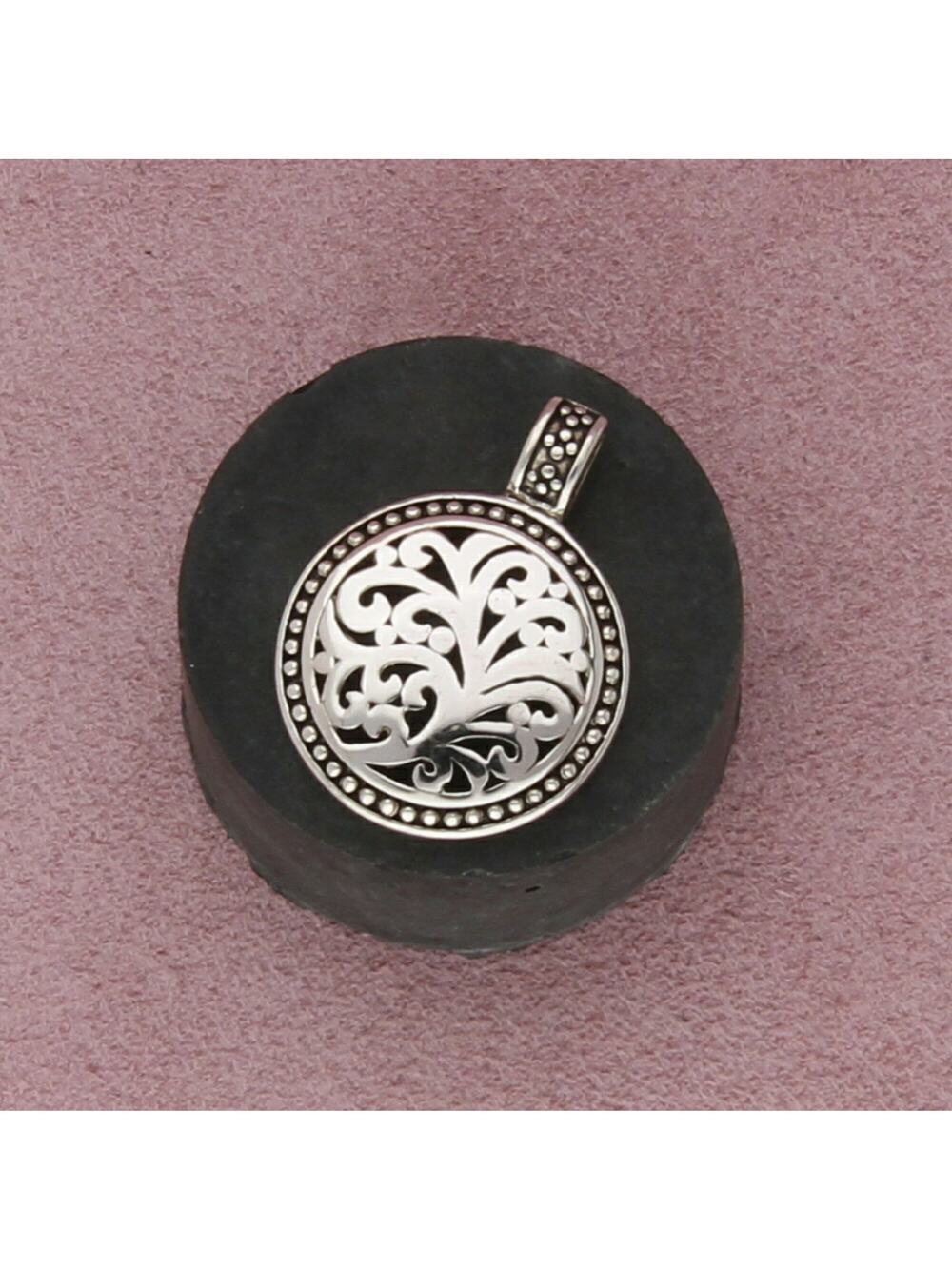sterling silver scroll disc pendant